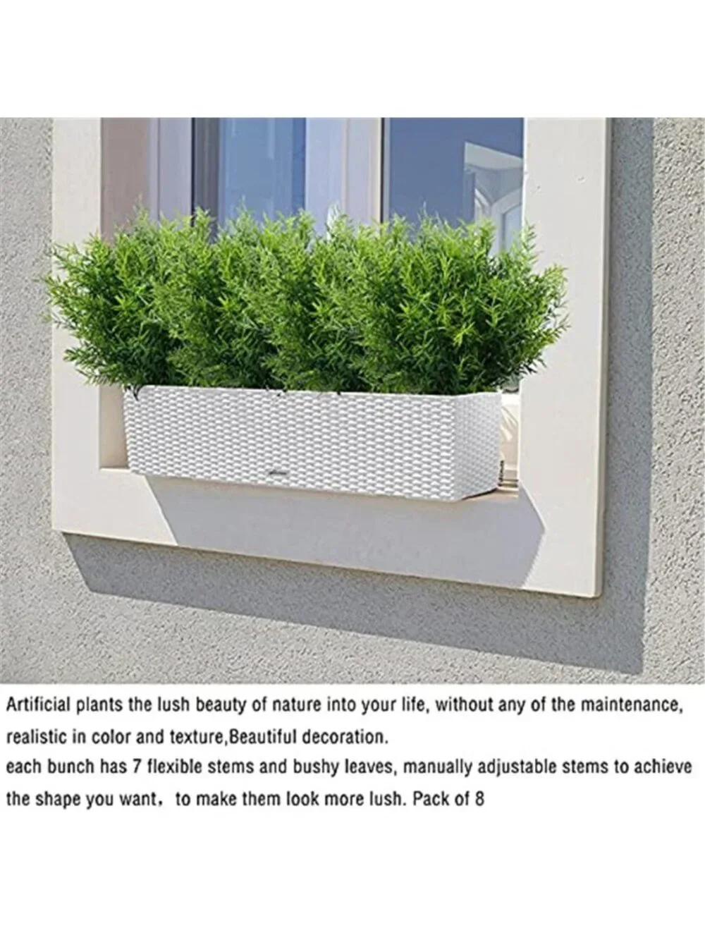 Fake Grass Greenery Stems Faux Plants Outdoor Indoor UV Resistant 8 Pack Green